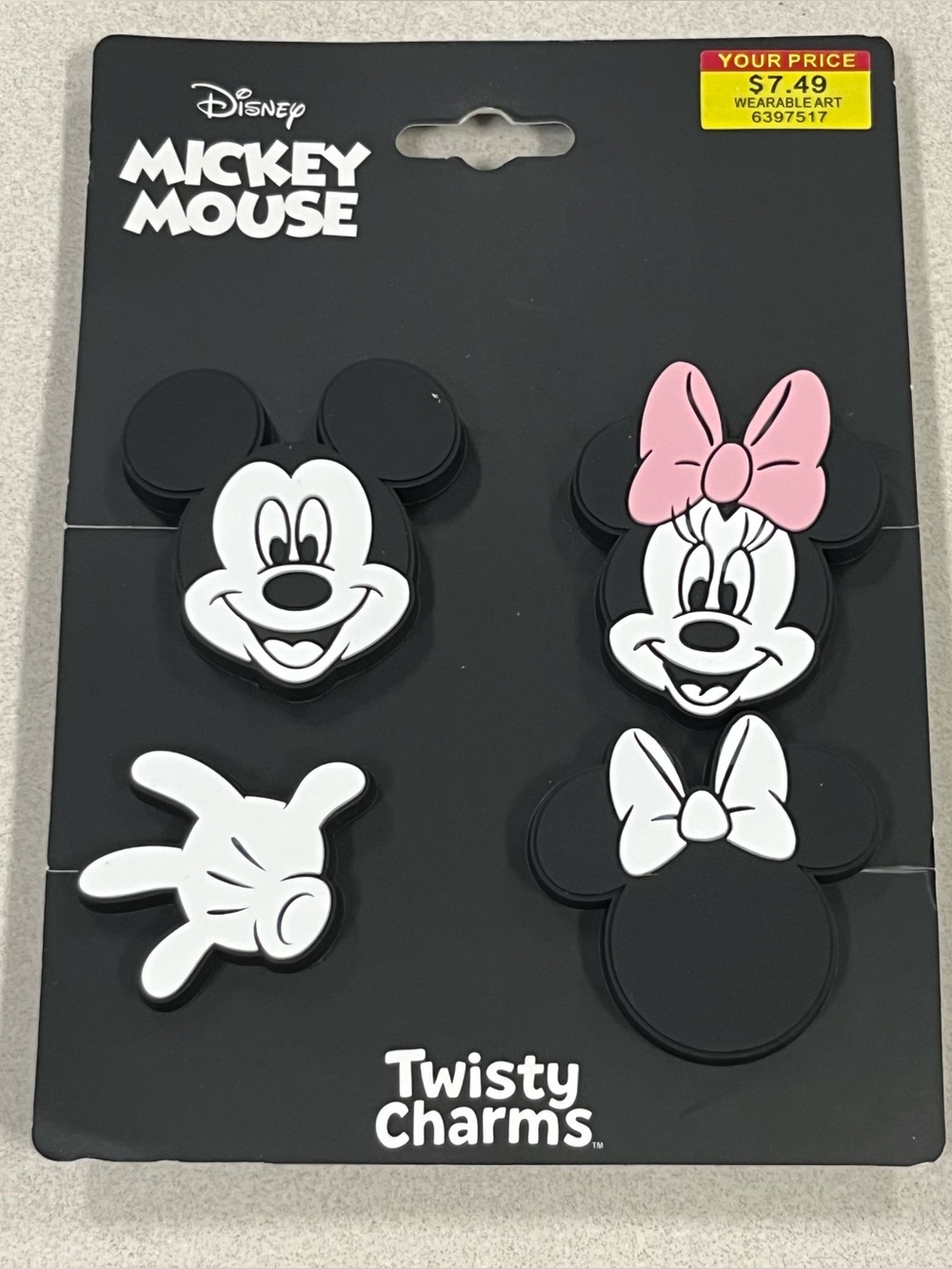 BioWorld Disney Mickey and Minnie Twisty Charms 4 pc set Bag Tote Shoe Charm